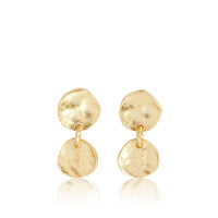 Stylish Medallion Disc Drop Earrings - 24K Gold Plated