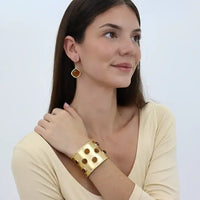 Cabochon Inlay Cuff - 24K Gold Plated