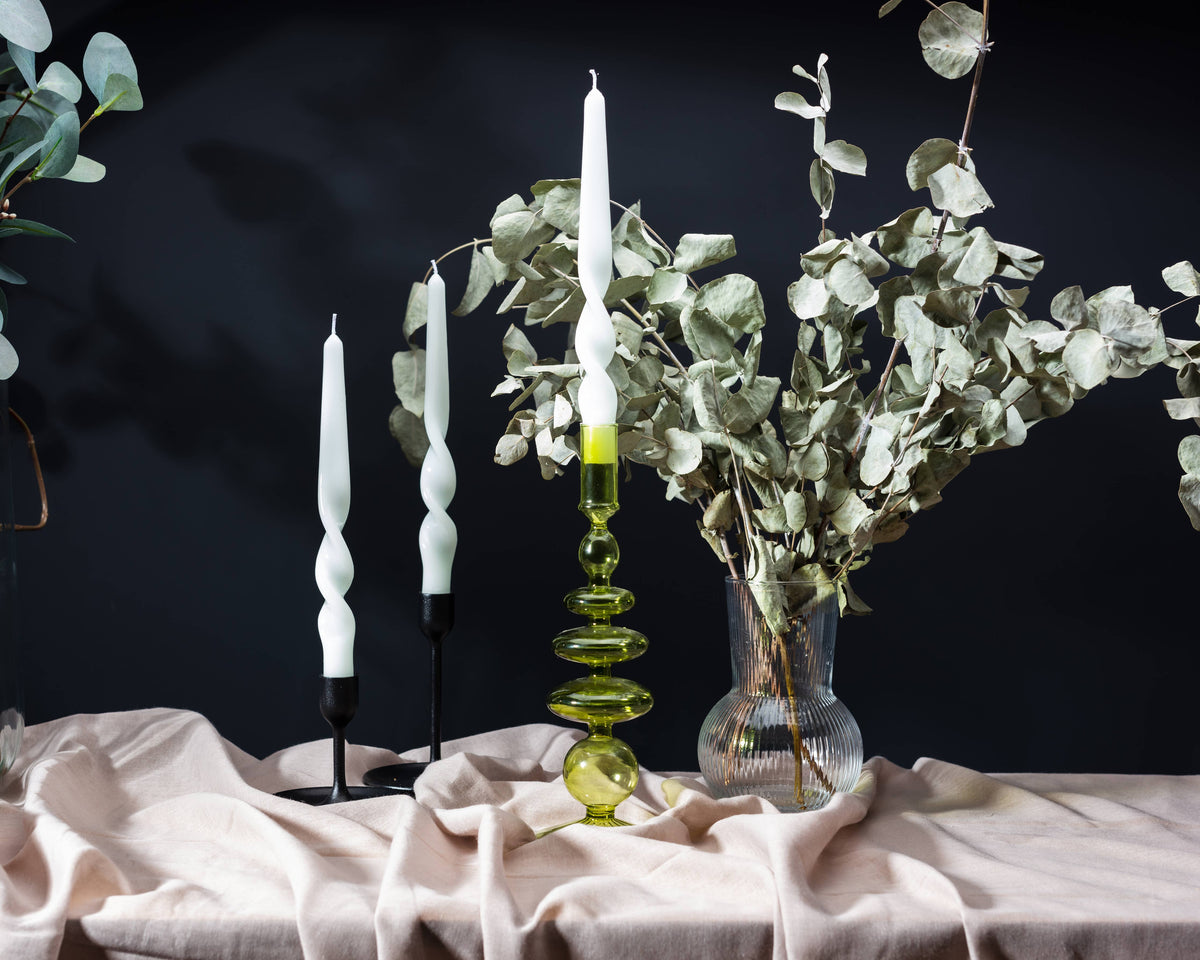 Twist Taper Candles - White