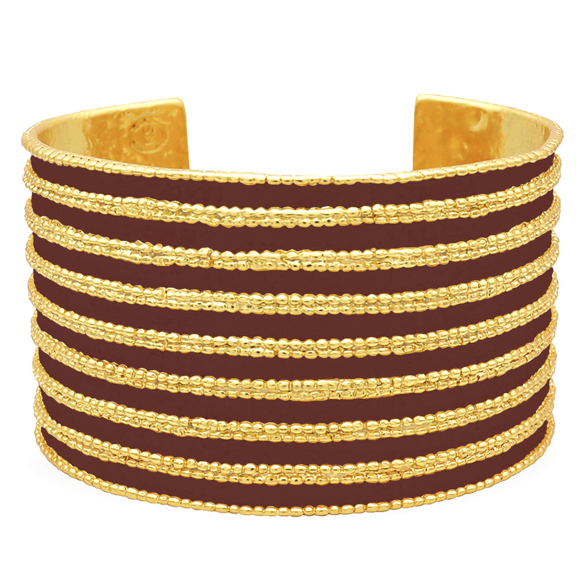 Dotty Cuff in Espresso Enamel - 24K Gold Plated