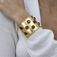 Cabochon Inlay Cuff - 24K Gold Plated