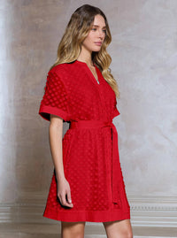 3D Floral Button Down Mini Dress