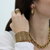 Dotty Cuff in Espresso Enamel - 24K Gold Plated