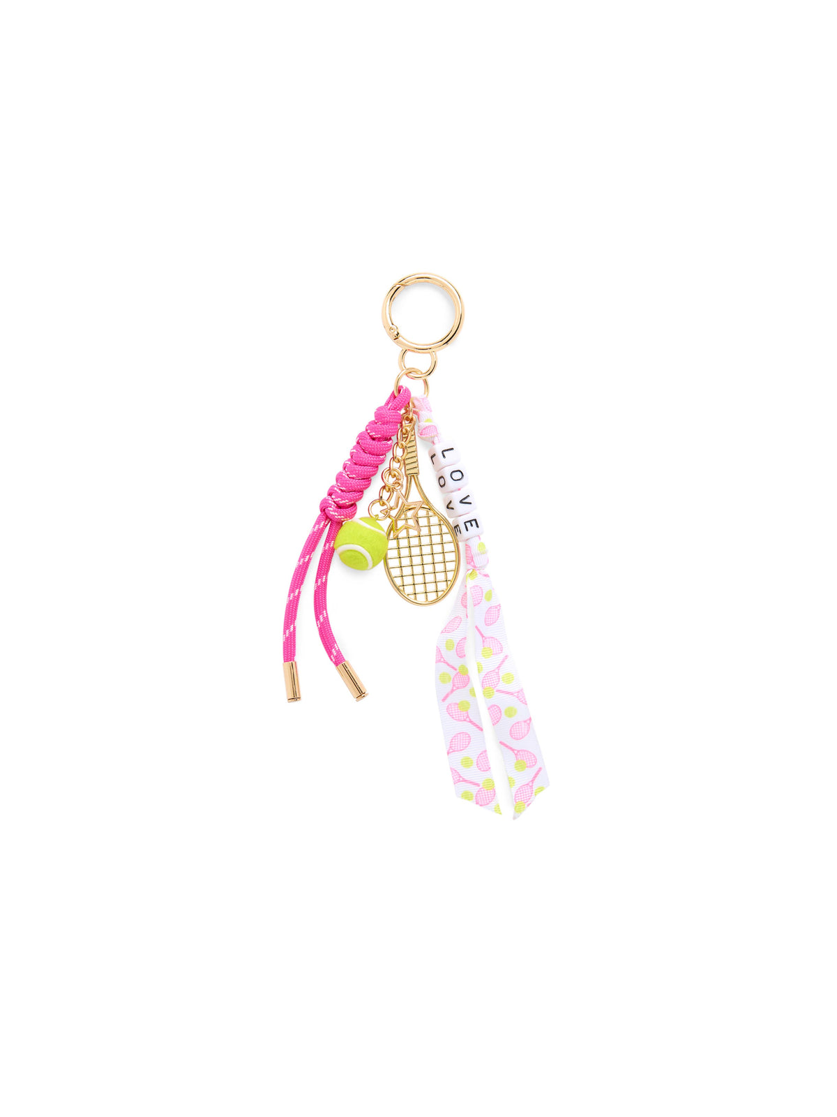 "LOVE" TENNIS BAG CHARM/KEY RING, PINK