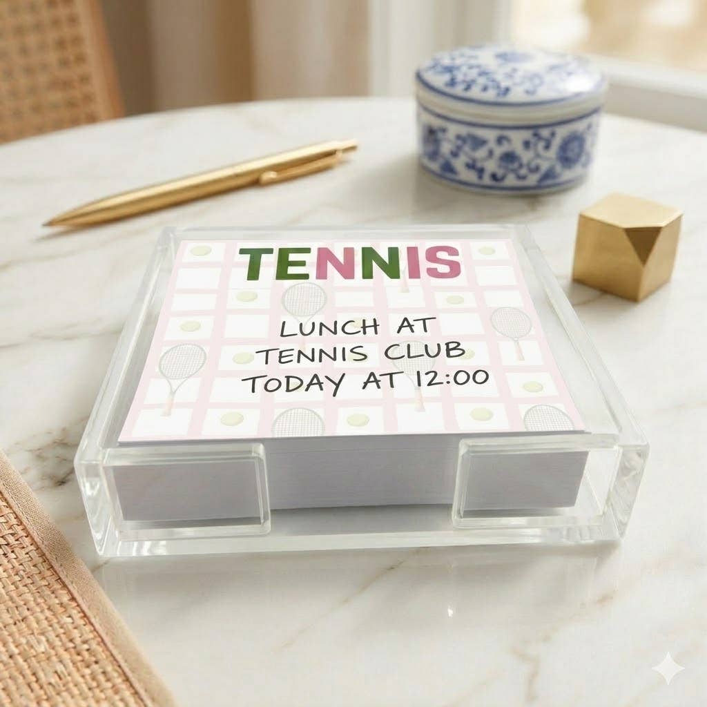 Acrylic Holder & Notepad, Tennis