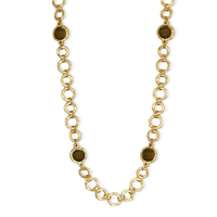 Espresso Glass Beads Station Necklace - 24K Gold Plated