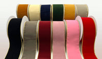 2.5" Red Velvet Reversible Gold Wired Ribbon