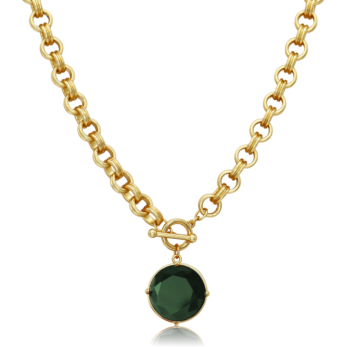 Cabochon Pendant Necklace - 24k Gold Plated