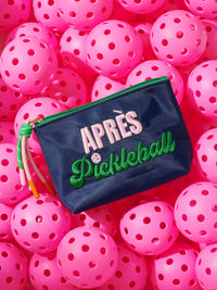 "APRÈS PICKLEBALL" SMALL ZIP POUCH, NAVY