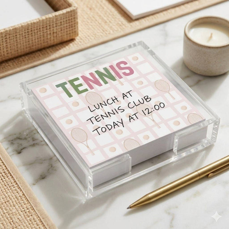 Acrylic Holder & Notepad, Tennis