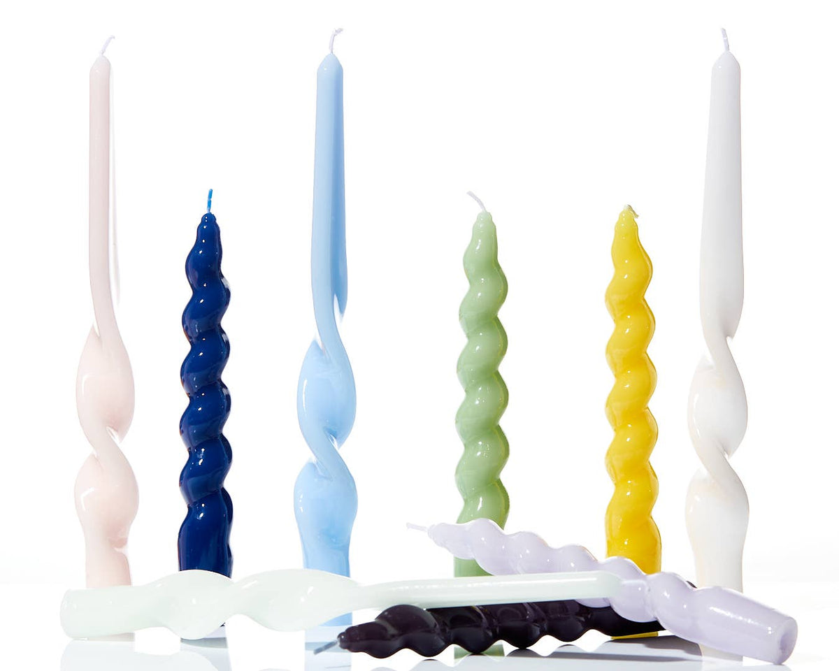 Spiral Taper Candles - Navy