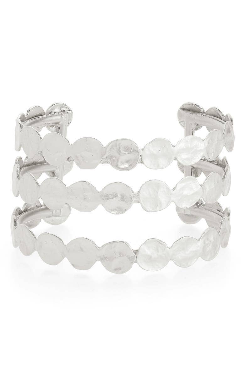 Elegant Three-Row Coin Cuff Bracelet - Fashion Accessory