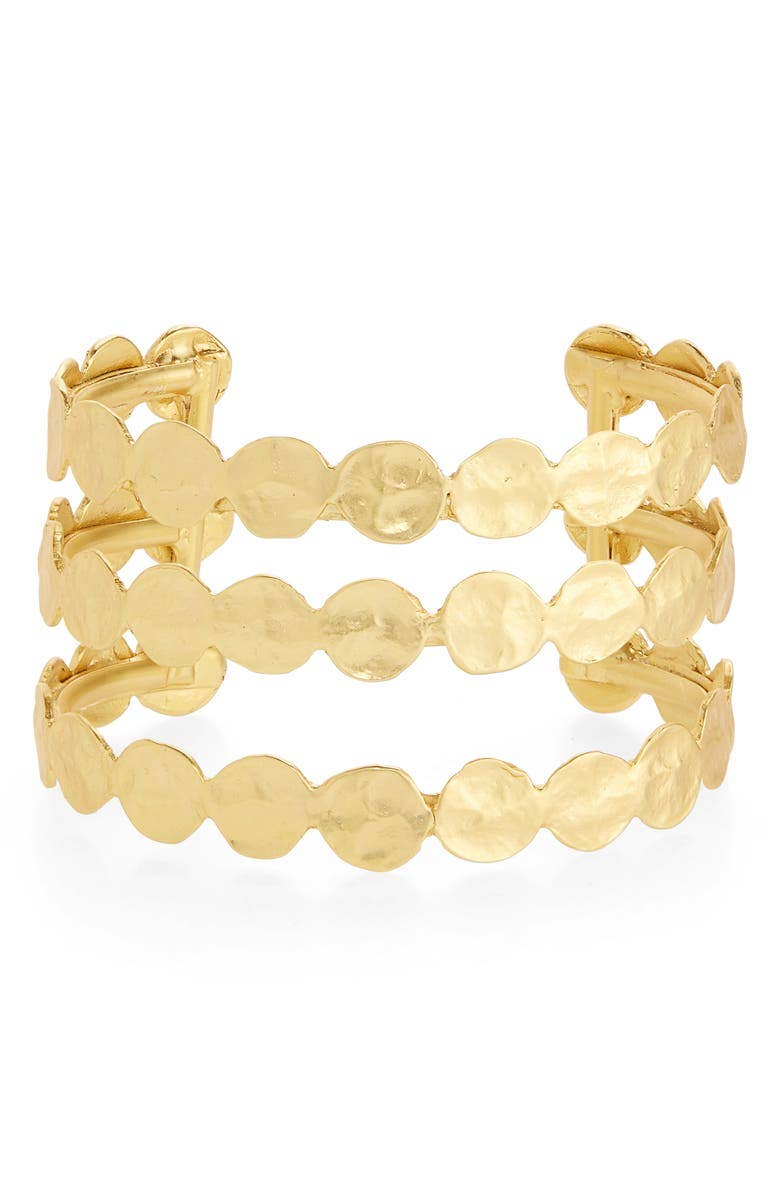Elegant Three-Row Coin Cuff Bracelet - Fashion Accessory