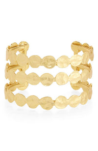 Elegant Three-Row Coin Cuff Bracelet - Fashion Accessory