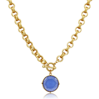 Cabochon Pendant Necklace - 24k Gold Plated