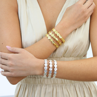 Elegant Three-Row Coin Cuff Bracelet - Fashion Accessory