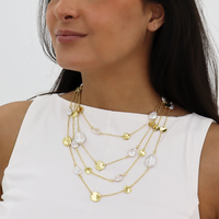 Chic Multi-Strand Coin & Flat Pearl Statement Necklace