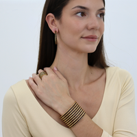 Dotty Cuff in Espresso Enamel - 24K Gold Plated