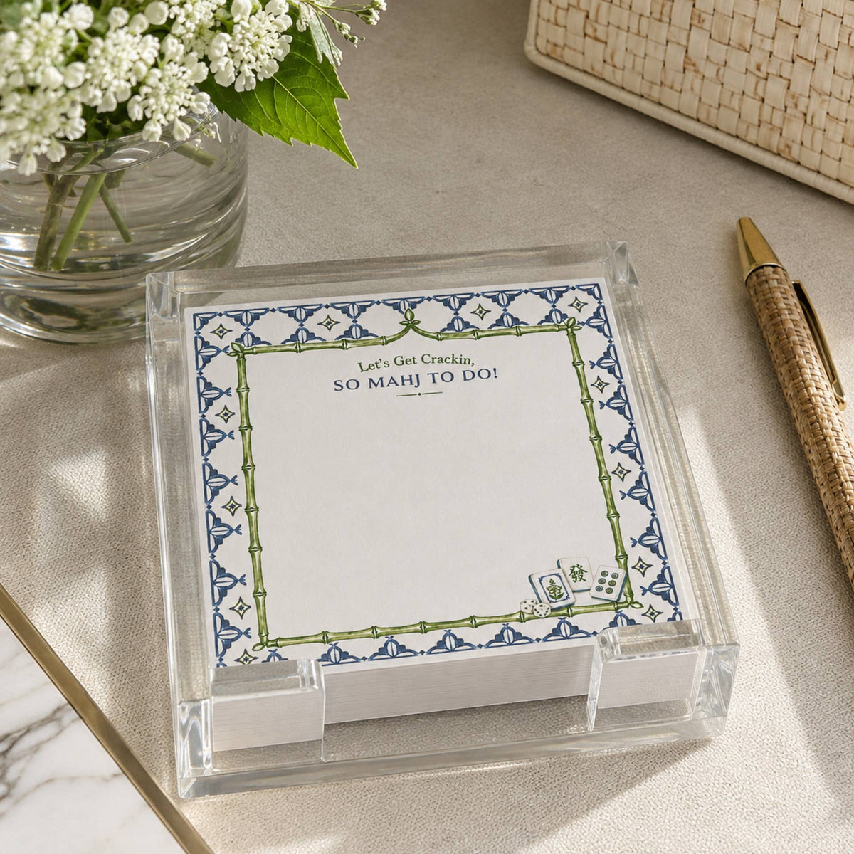 Acrylic Holder & Notepad - Mahj