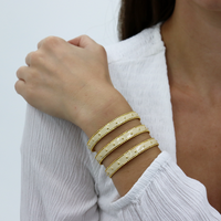 Dots Cuff Bracelet Beige Enamel - 24K Gold Plated