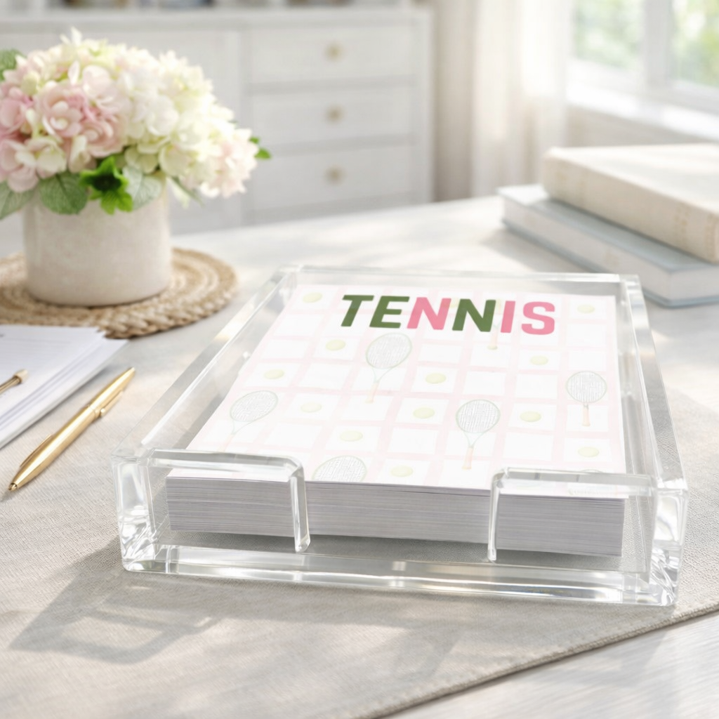 Acrylic Holder & Notepad, Tennis
