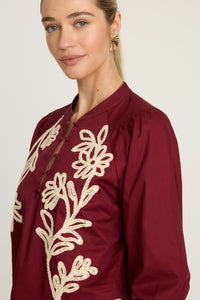 Elodie Top in Burgundy / Cream