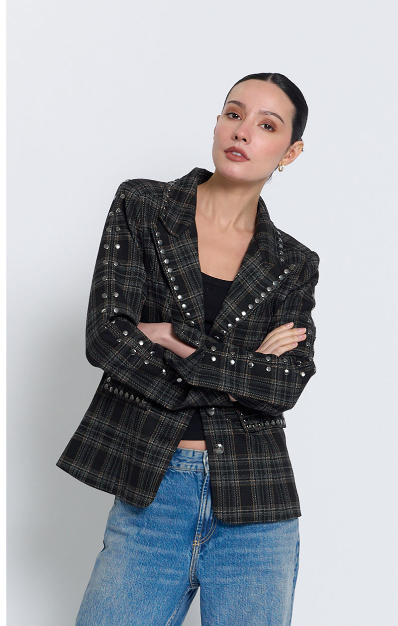 FELIX PLAID STUDDED JACKET