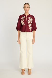 Elodie Top in Burgundy / Cream