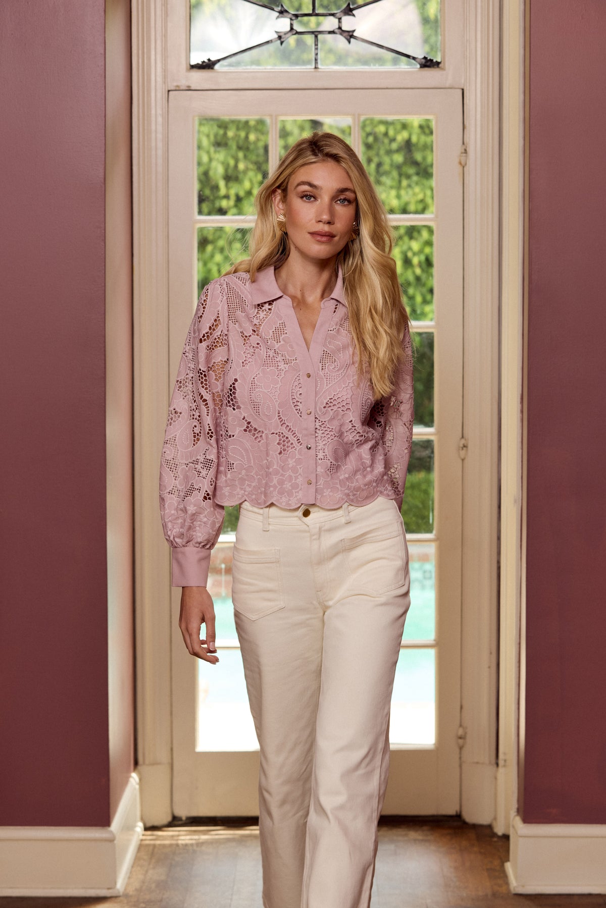 Jeslyn Top in Pink Lace