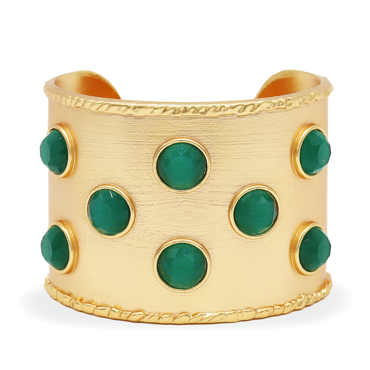Cabochon Inlay Cuff - 24K Gold Plated