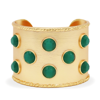 Cabochon Inlay Cuff - 24K Gold Plated