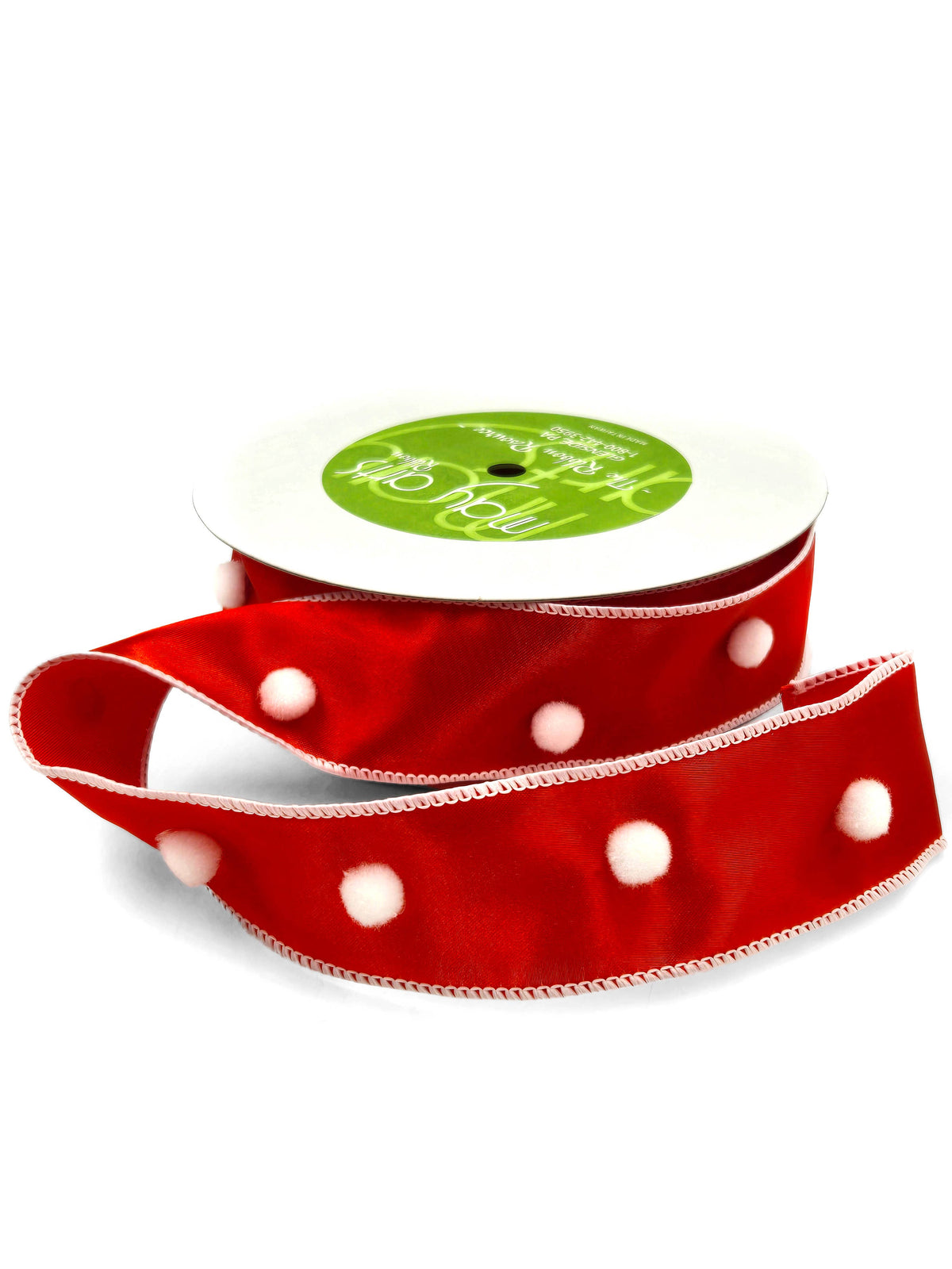 1.5" Santa Pom Pom Christmas Ribbon