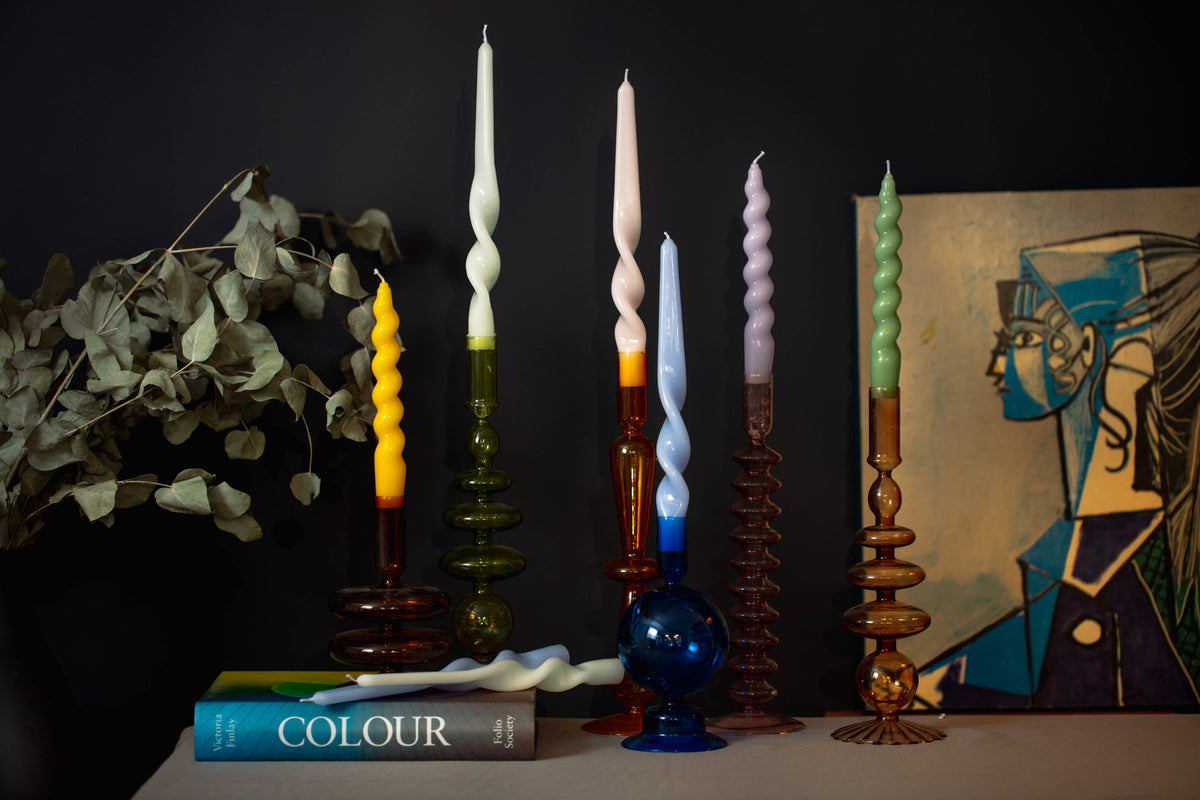 Spiral Taper Candles - Green