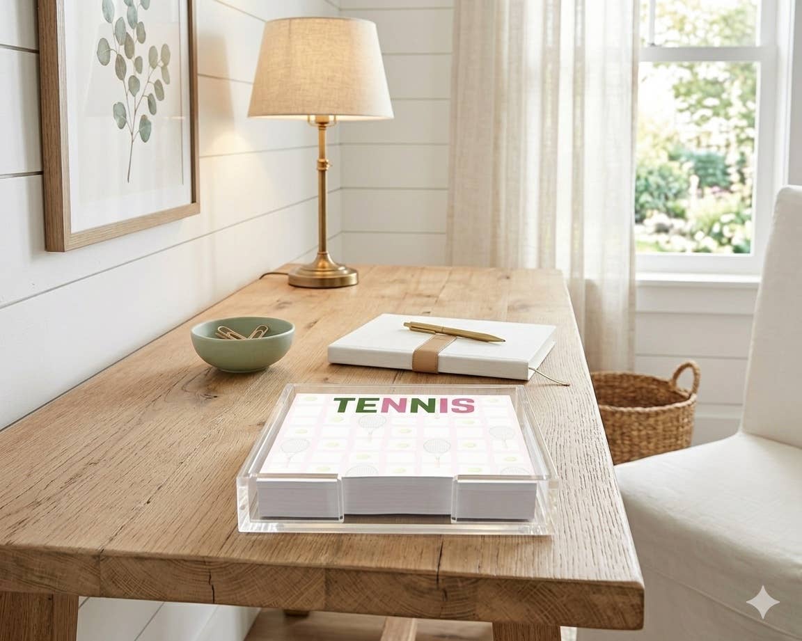 Acrylic Holder & Notepad, Tennis