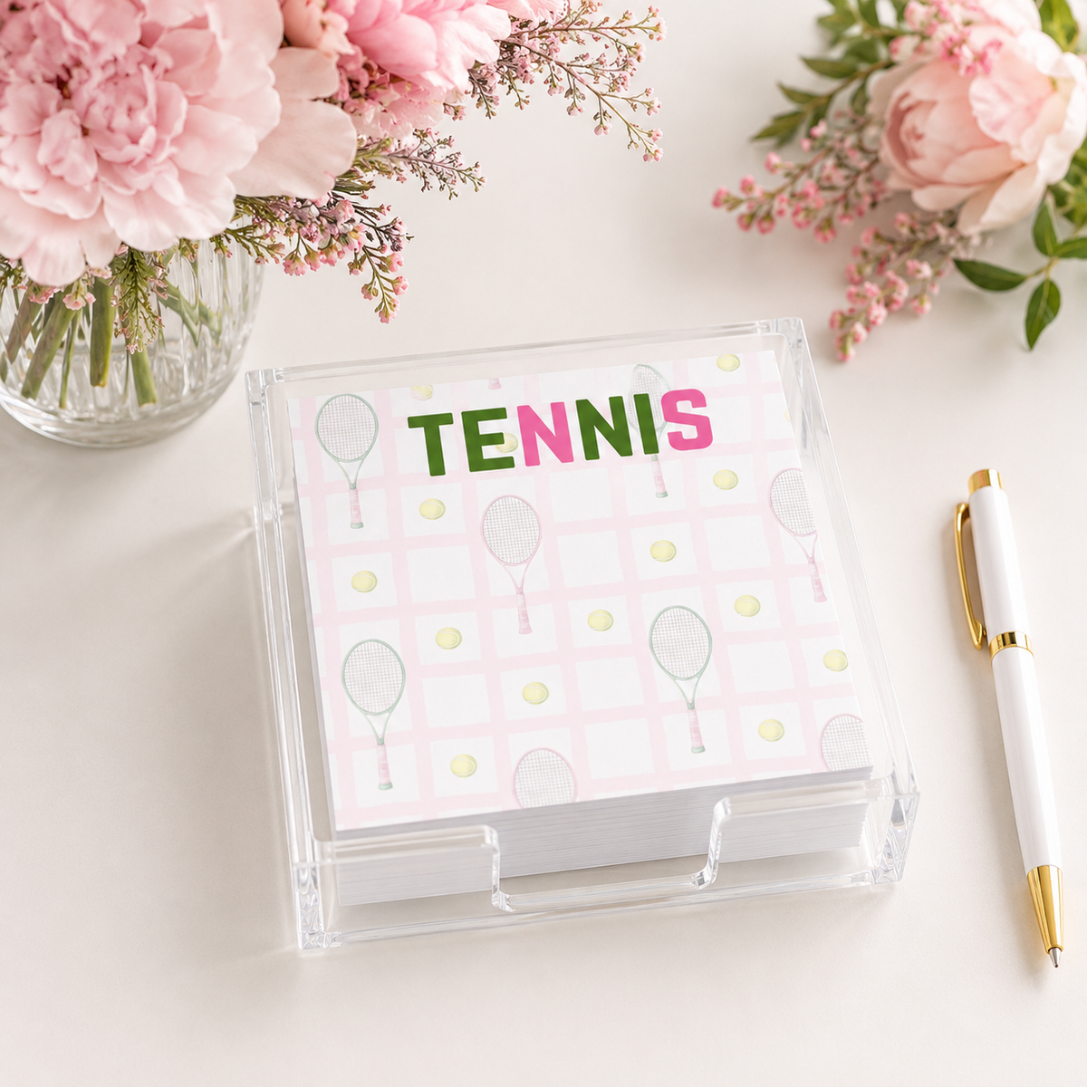 Acrylic Holder & Notepad, Tennis
