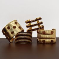 Dotty Cuff in Espresso Enamel - 24K Gold Plated