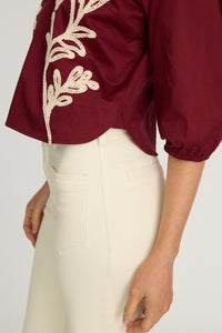Elodie Top in Burgundy / Cream