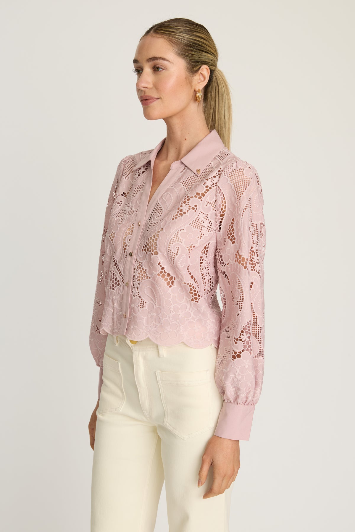 Jeslyn Top in Pink Lace