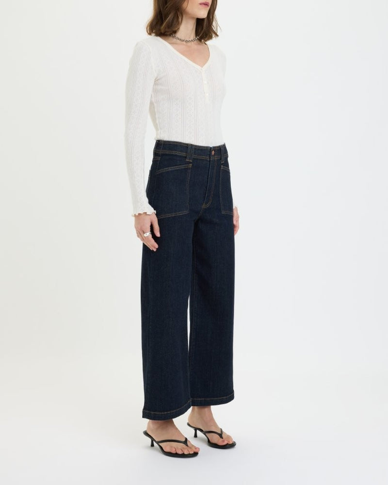 VALLEY GIRL HIGH RISE PATCH POCKET WIDE ANKLE
