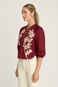 Elodie Top in Burgundy / Cream